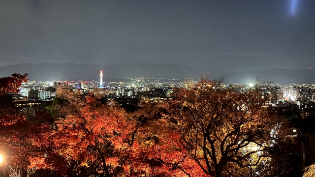 京都清水寺から見た紅葉